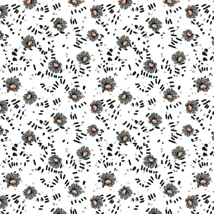 Daisy Dash Fabric Design in White colorway