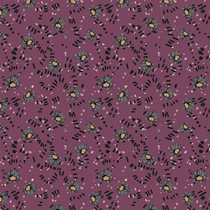 Daisy Dash Fabric Design in Plum Mauve colorway