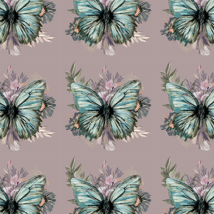 Butterfly Reverie Fabric Design in Mauve colorway