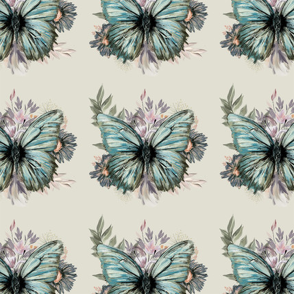 Butterfly Reverie Fabric Design in Cream colorway