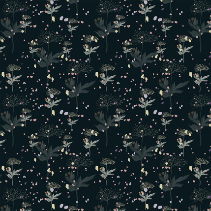 Dandelion Meadow Fabric Design in Deep Forest colorway