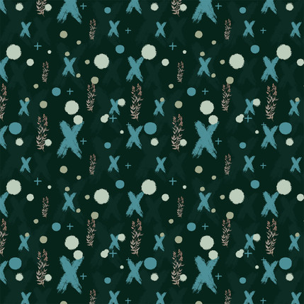 Botanical Marks Fabric Design in Forest Green colorway