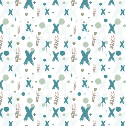 Botanical Marks Fabric Design in White colorway
