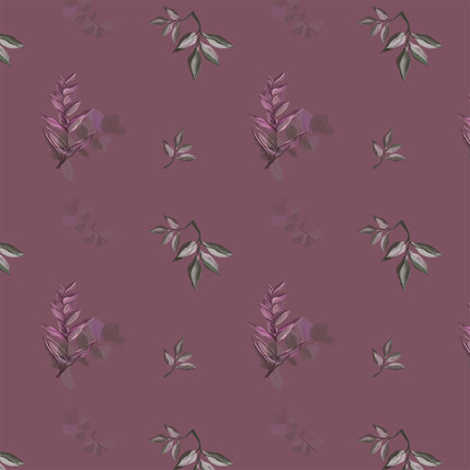 Verdant Sprigs Fabric Design in Mauve colorway