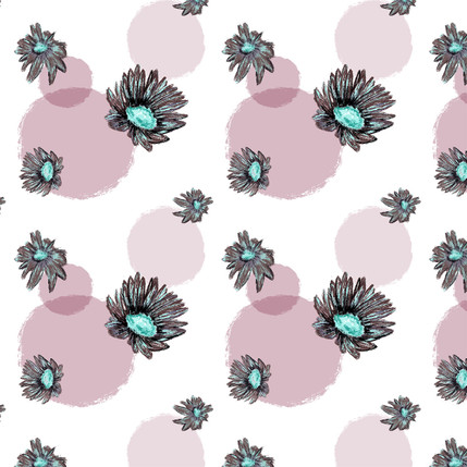 Daisy Dot Scatter Fabric Design in Mauve Pink colorway