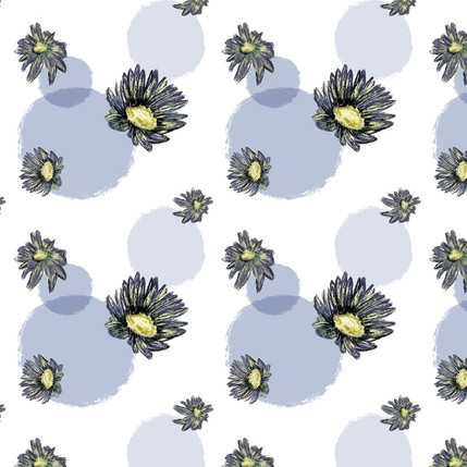 Daisy Dot Scatter Fabric Design in White Periwinkle colorway