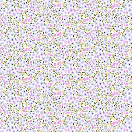 Romantic Meadowfield Fabric in Lilac and Blue colorway