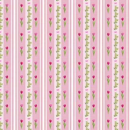 Tulip Garden Ribbon Stripe Fabric in Petal Pink colorway