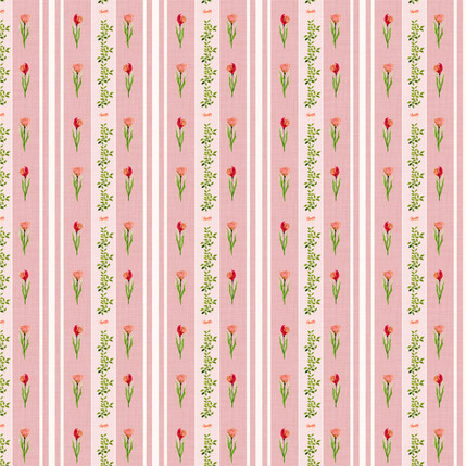 Tulip Garden Ribbon Stripe Fabric in Butter Yellow colorway