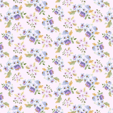 Wild Cottage Bloom Fabric in Lilac and Blue colorway