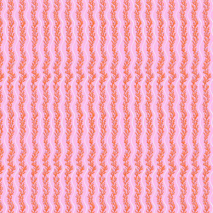 Flowing Seaweed Stripe Fabric Design in Pink colorway