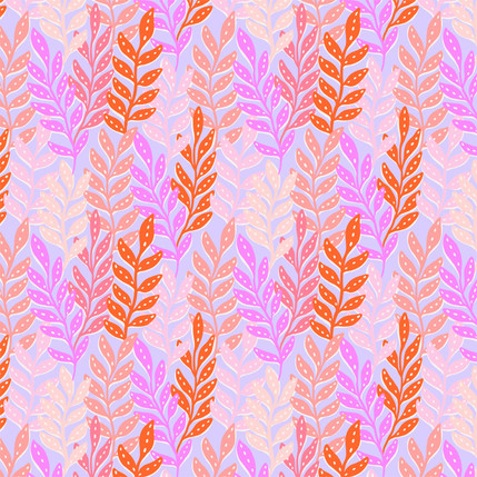 Tropical Coral Leaf Toss Fabric Design in Pink colorway