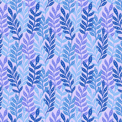 Tropical Coral Leaf Toss Fabric Design in Blue colorway