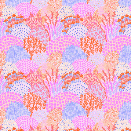 Underwater Coral Garden Patchwork Fabric Design in Pink colorway