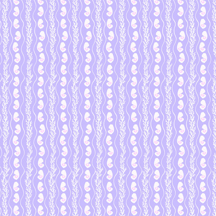 Wavy Shell Border Stripe Fabric Design in Blue colorway