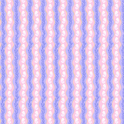 Wavy Shell Border Stripe Fabric Design in Multicolor colorway