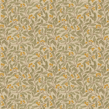 Berries on the Vine Fabric Design in Yellow colorway