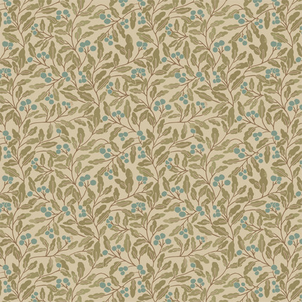 Berries on the Vine Fabric Design in Blue colorway