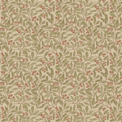 Berries on the Vine Fabric Design in Pink colorway