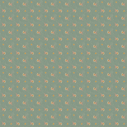 Birds and Dots Fabric Design in Blue colorway
