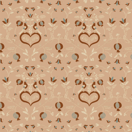 Love Birds Fabric Design in Pink colorway