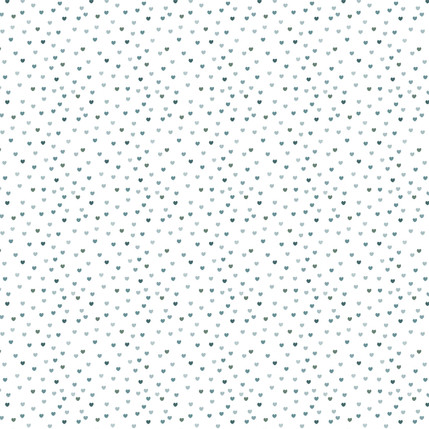 Sweet Hearts Fabric Design in Seagreen colorway