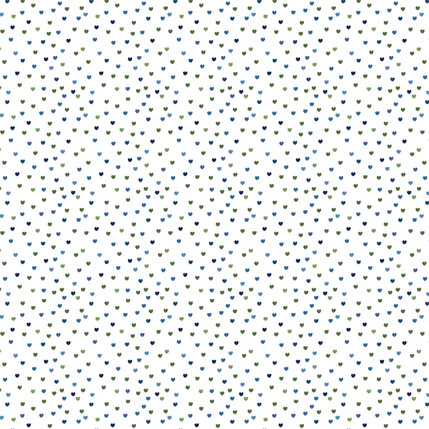 Sweet Hearts Fabric Design in Marine Blue colorway