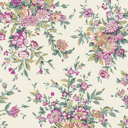 Splendor FLoral Fabric Design (Raspberry)