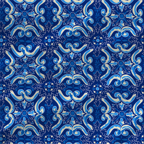 Geometric print fabric - Parentheses in Navy Blue colorway