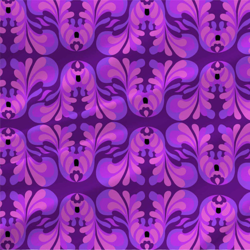 Abstract fabric print - Curl in Magenta Purple Colorway