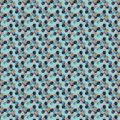 Geometric print fabric - Blue Bee in Original Colorway