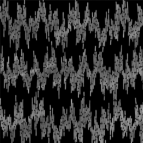 Zig Zag – Black – abstract geometric fabric by the yard with white hand-drawn dash marks on a black ground