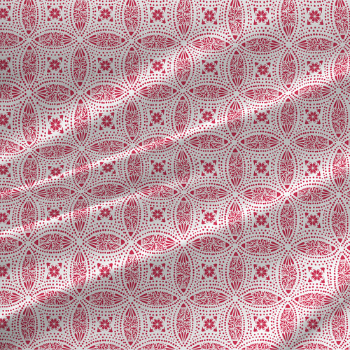 Geometric fabric print - Overlapping Medallions in Holiday Red colorway Geometric fabric print - Overlapping Medallions in Holiday Red colorway