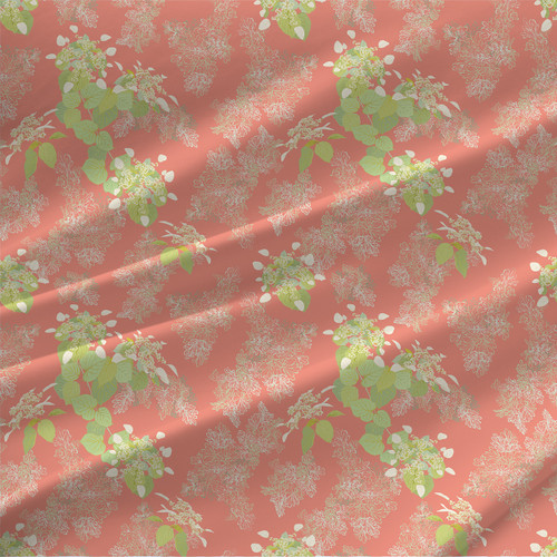 Lace Cap – Salmon – botanical floral fabric by the yard