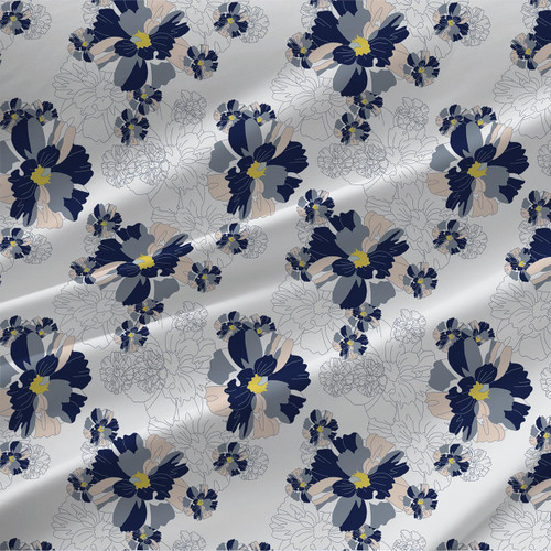 In Full Bloom – Indigo Salt – bold floral fabric by the yard