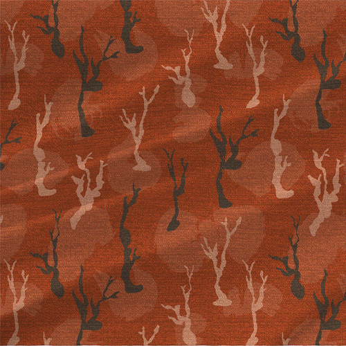 Abstract fabric print - Lonely Trees in Burnt Red Abstract fabric print - Lonely Trees in Burnt Red