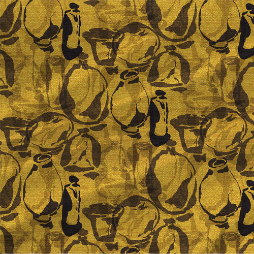 Abstract fabric print - Artisan Vases in Golden