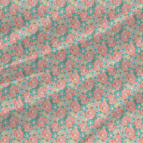Floral fabric print - Nostalgic Flowers in Spring colorway Floral fabric print - Nostalgic Flowers in Spring colorway
