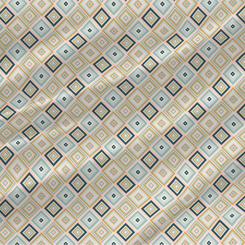 Nostalgic Squares – Winter – sage, blush, and deep teal geometric fabric by the yard