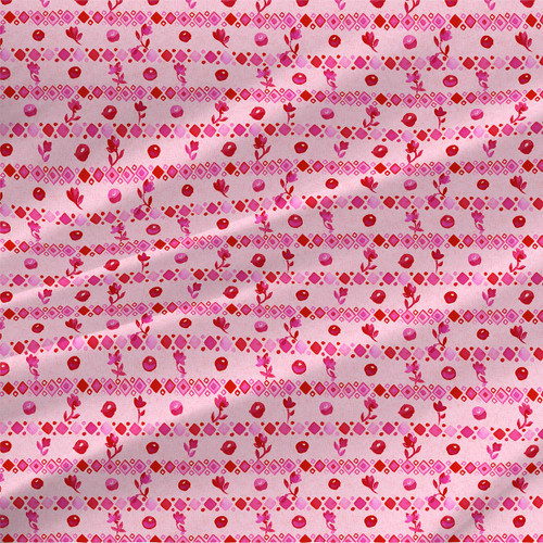 Stripe fabric print - Cottage Blues in Pink and Red colorway Stripe fabric print - Cottage Blues in Pink and Red colorway