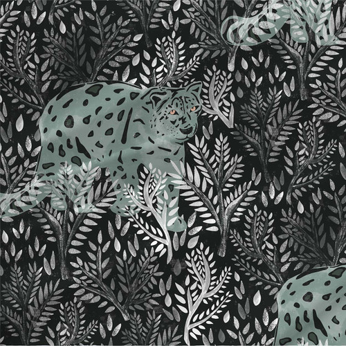 Snow Leopard – Forest – Jungle Animal Print Fabric by the Yard