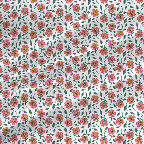 Floral fabric print - Paper Daisies in White and Pink colorway. Floral fabric print - Paper Daisies in White and Pink colorway.