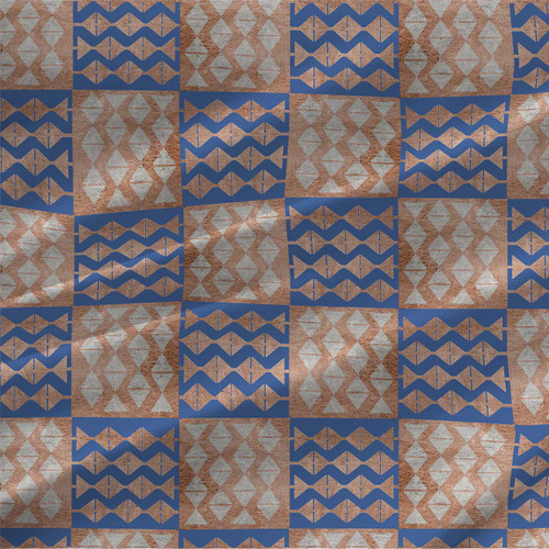 Squares & Triangles – Blue Textured Geometric Fabric by the Yard