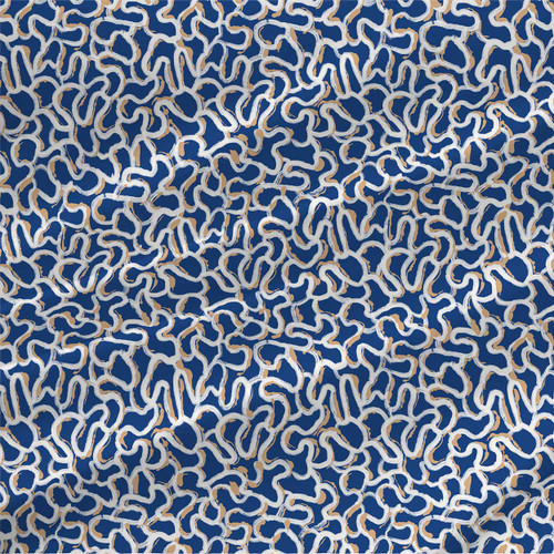 Painted Abstract – Blue Layered Brushstroke Pattern Fabric by the Yard