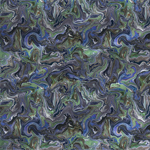 Abstract Marble – Blue – Fluid Marbled Abstract Fabric by the Yard