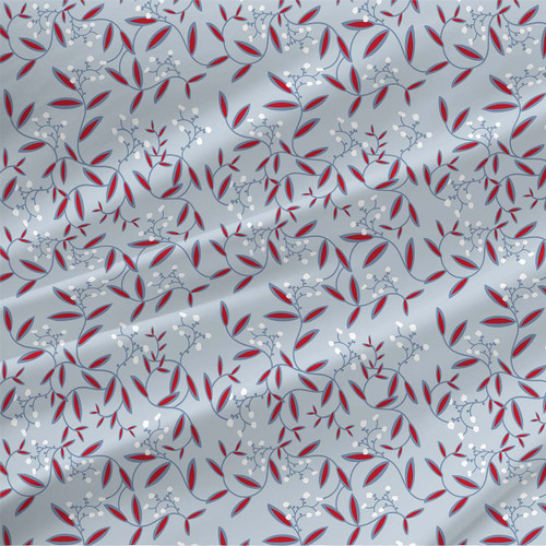 Floral fabric print - Doing Vine in Open Sky colorway. Floral fabric print - Doing Vine in Open Sky colorway.