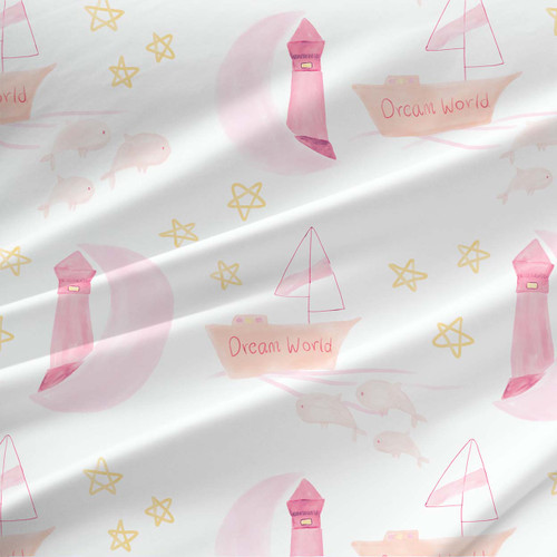 Dream World Grande – Blush Ivory – Nautical Nursery Fabric by the Yard