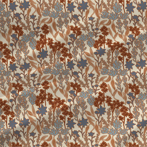 Floral fabric print - Desert Hillside in Rust + Rain colorway Floral fabric print - Desert Hillside in Rust + Rain colorway