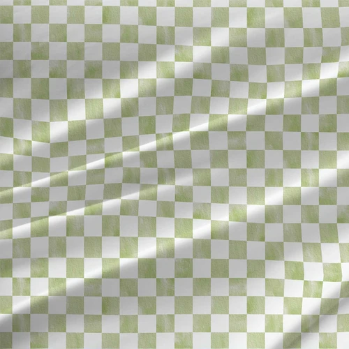 Picnic Blanket Sage fabric by the yard with pale sage green and white checkerboard squares