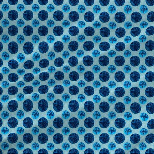Pansy Shells Nautical watercolor coastal fabric with navy and ocean-blue shell medallions on a pale aqua background